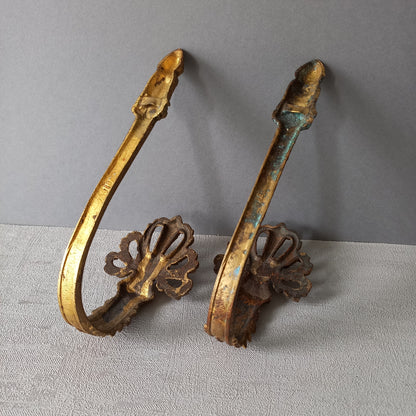 French antique decorative curtain hold backs or tie backs made from brass, bronze