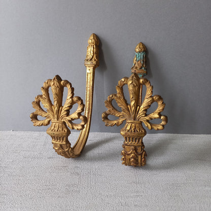 French antique decorative curtain hold backs or tie backs made from brass, bronze