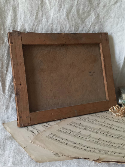 Rear of antique canvas