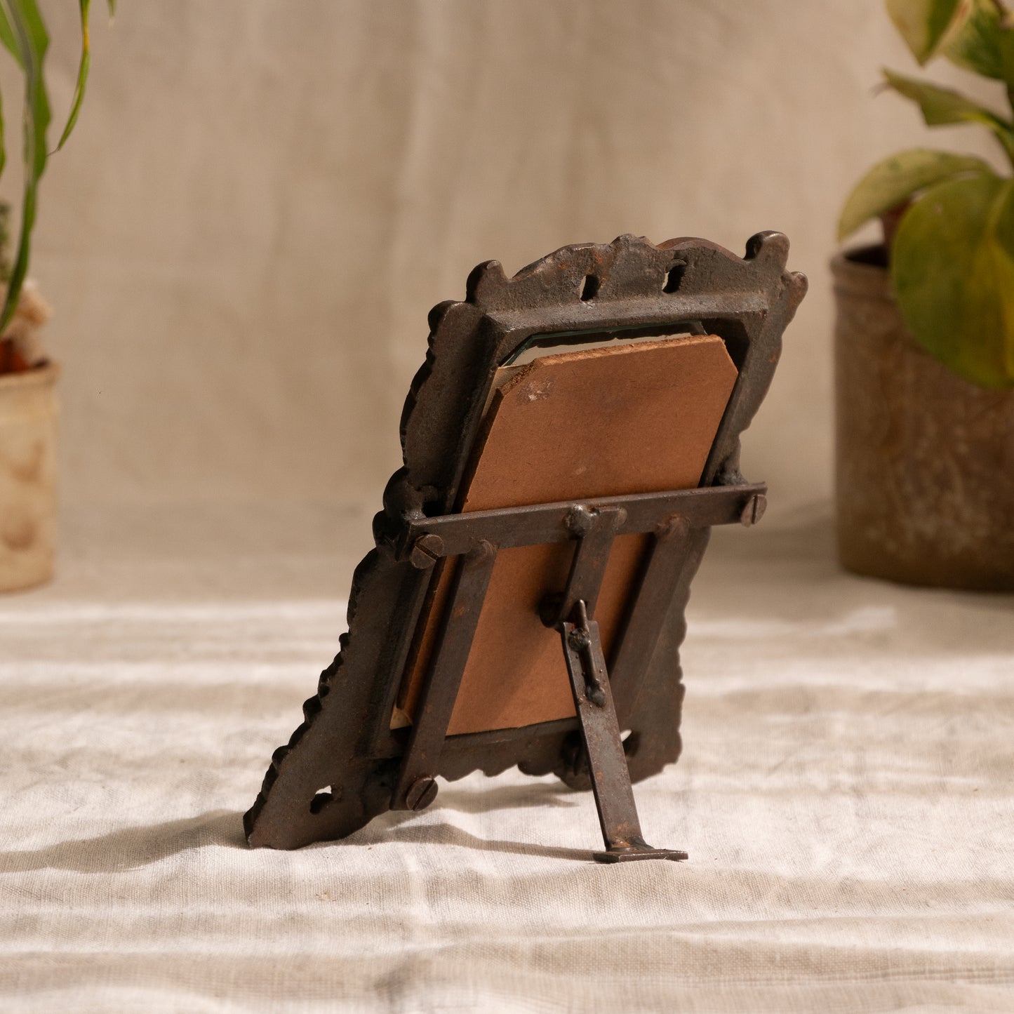 Antique Cast Iron Photo Frame, Mantelpiece Decor