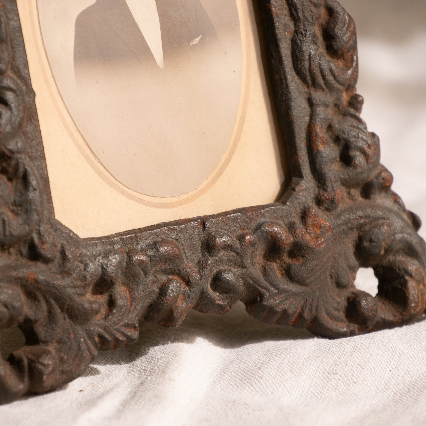 Antique Cast Iron Photo Frame, Mantelpiece Decor