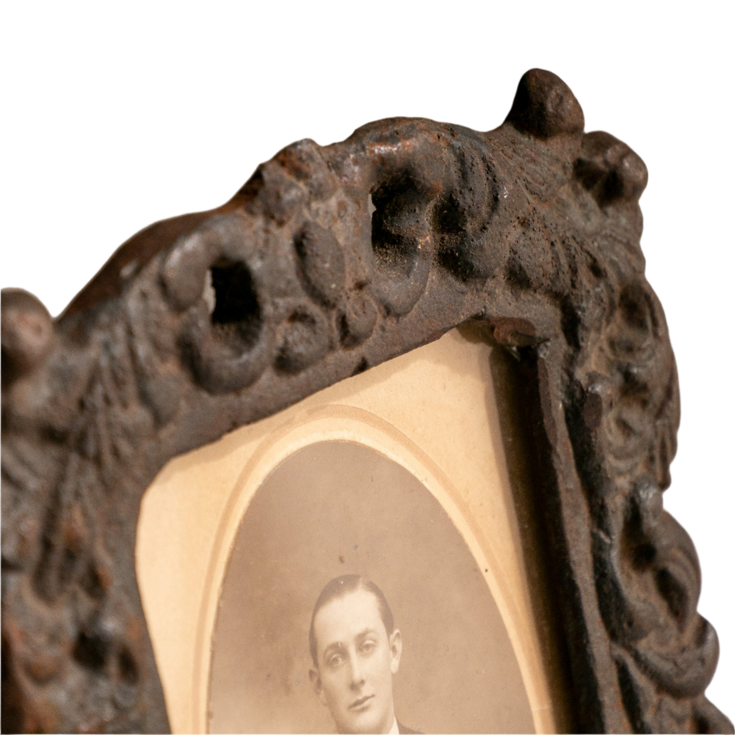 Antique Cast Iron Photo Frame, Mantelpiece Decor