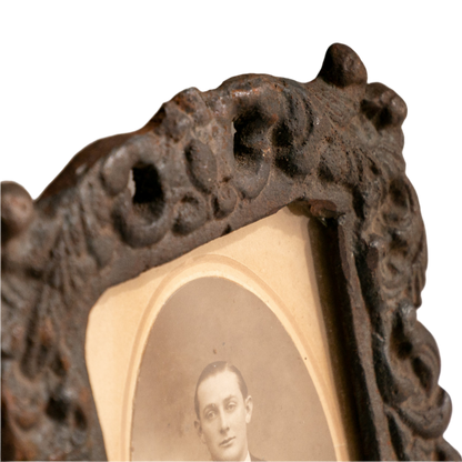 Antique Cast Iron Photo Frame, Mantelpiece Decor