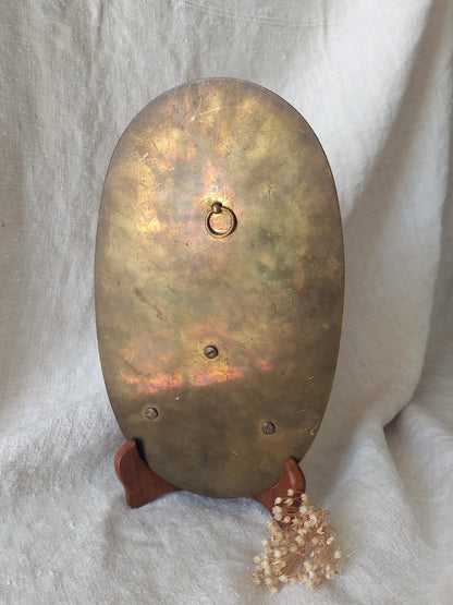 French antique Holy Water font made from onyx with intricate decorative detailing made from metal, a glass water font , and a brass back-plate with a hanging hook.