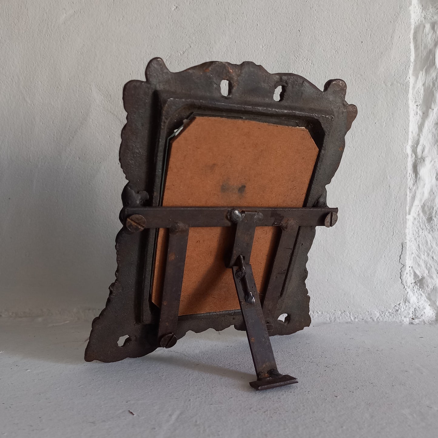 Small vintage antique cast iron photo frame from France