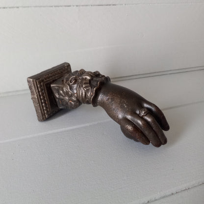 French antique woman's hand door knocker made from decorative cast iron