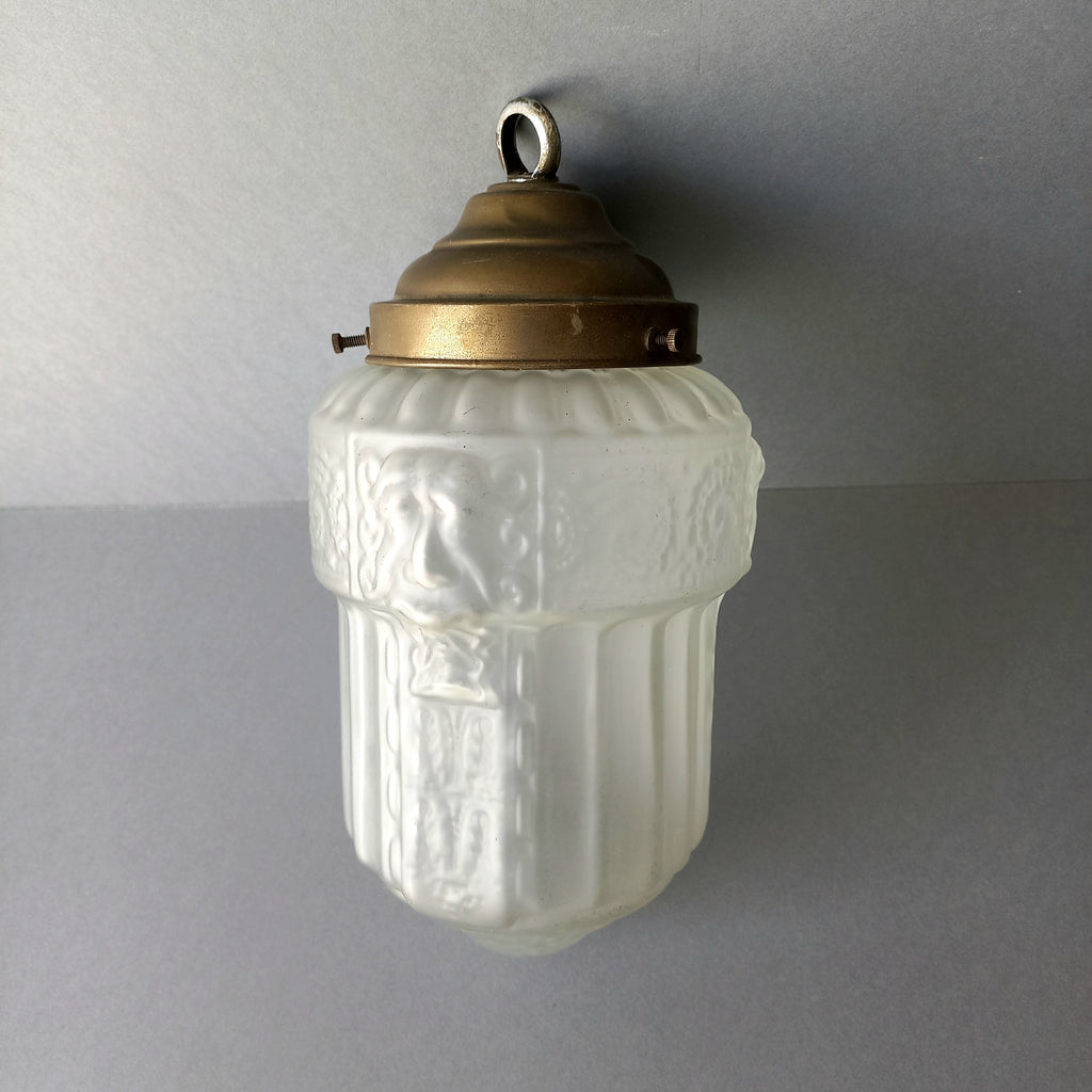 Petite suspension décorative Art Déco avec abat-jour en verre dépoli