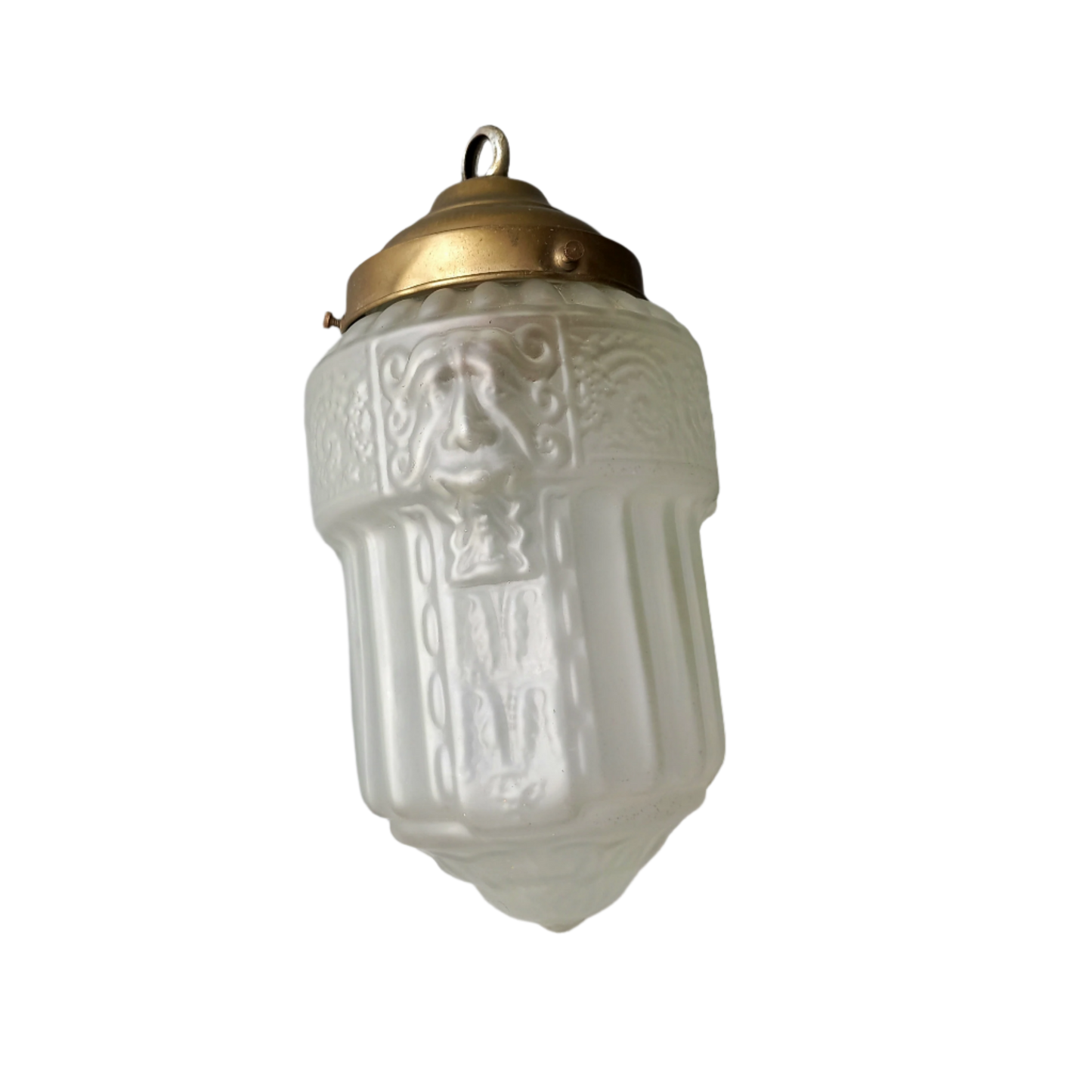 Small art deco decorative hanging lamp with decorative frosted glass lampshade