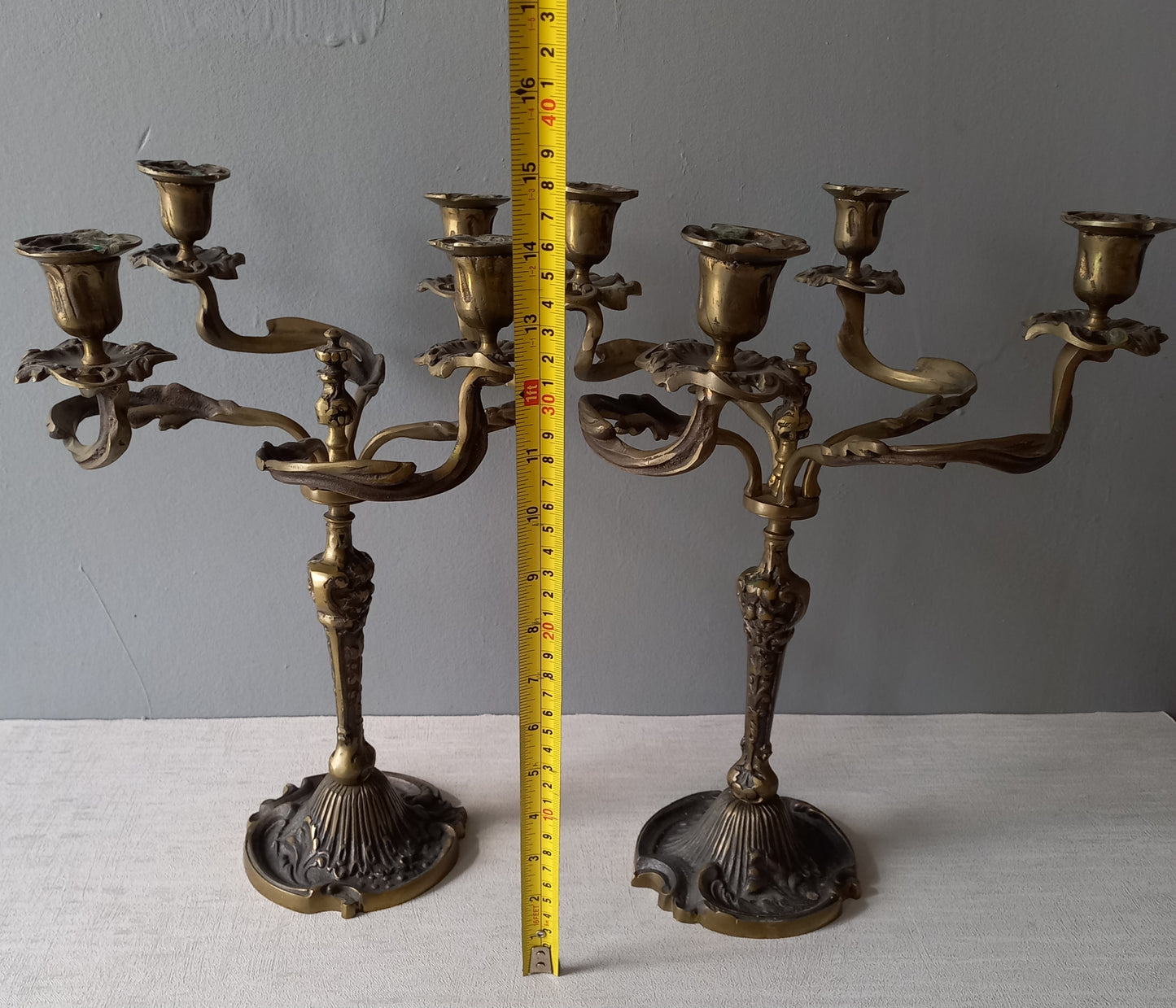 LARGE pair of art nouveau style vintage candle holders made from brass/bronze, dining table decor