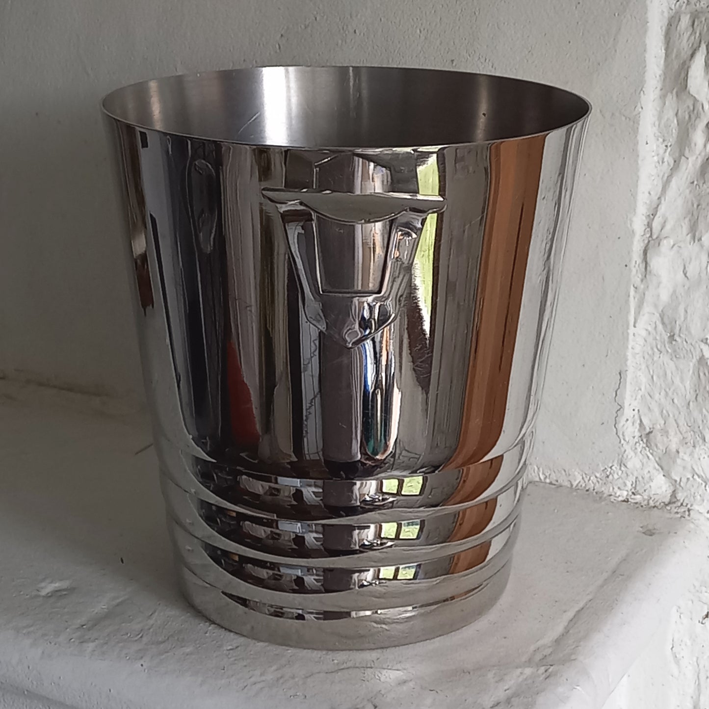 Vintage metal art deco style champagne bucket, wine cooler, ice bucket, bar decor