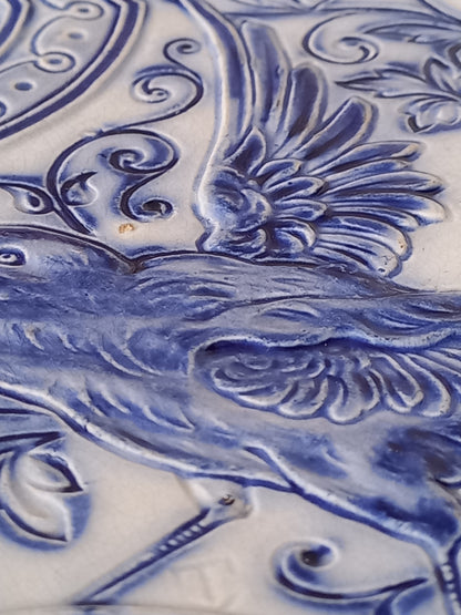 antique decorative majolica plate by premier Belgian manufacture, Wasmuel.
