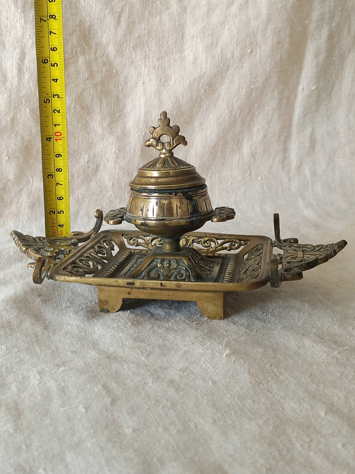 Antique Decorative Brass Inkwell