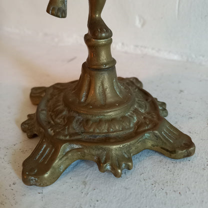 Vintage brass cherub double candlestick holder from France