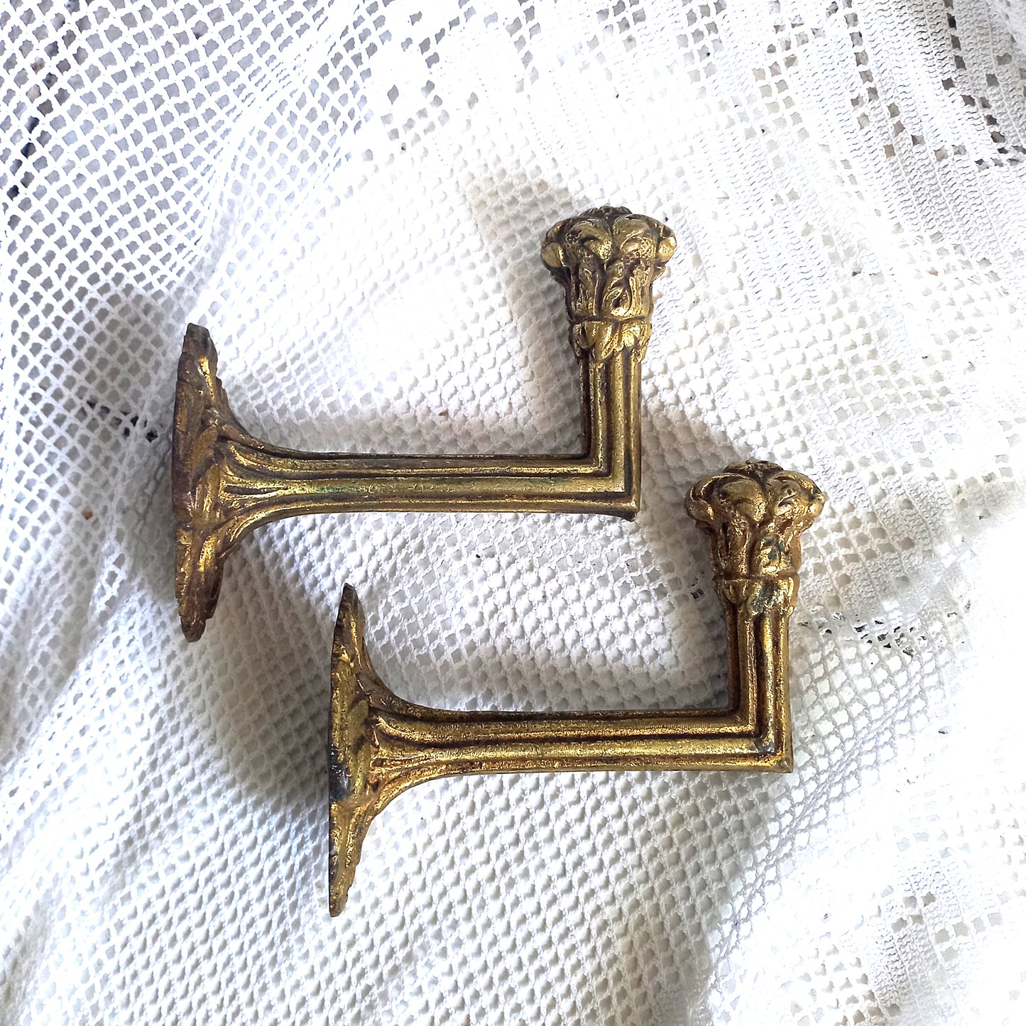 Antique brass curtain hold backs from France