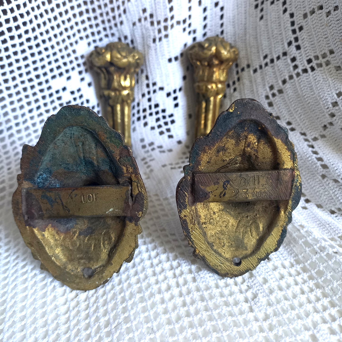 Antique brass curtain hold backs from France