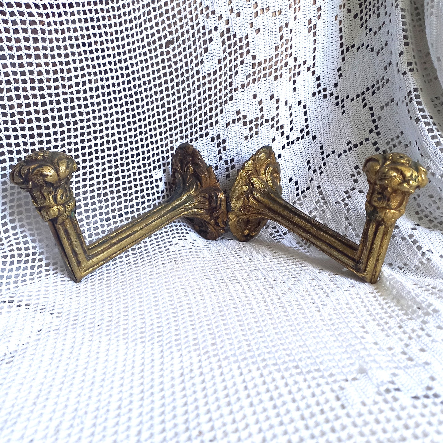 Antique brass curtain hold backs from France