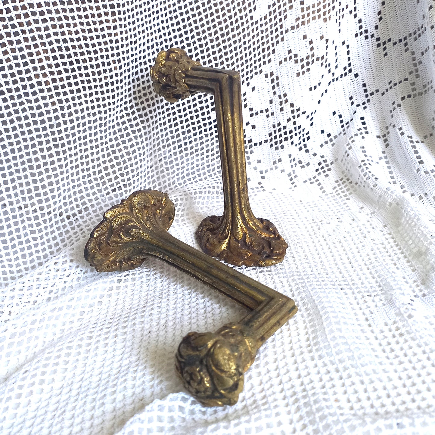 Antique brass curtain hold backs from France