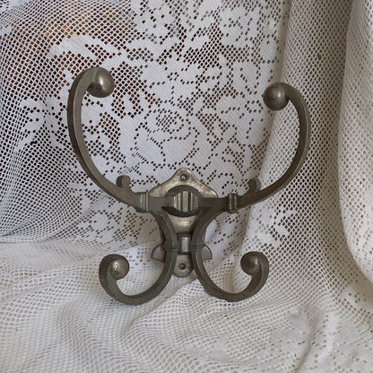 Metal coat and hat hook wall mounted, French antique double coat and hat hook, coat hangers,