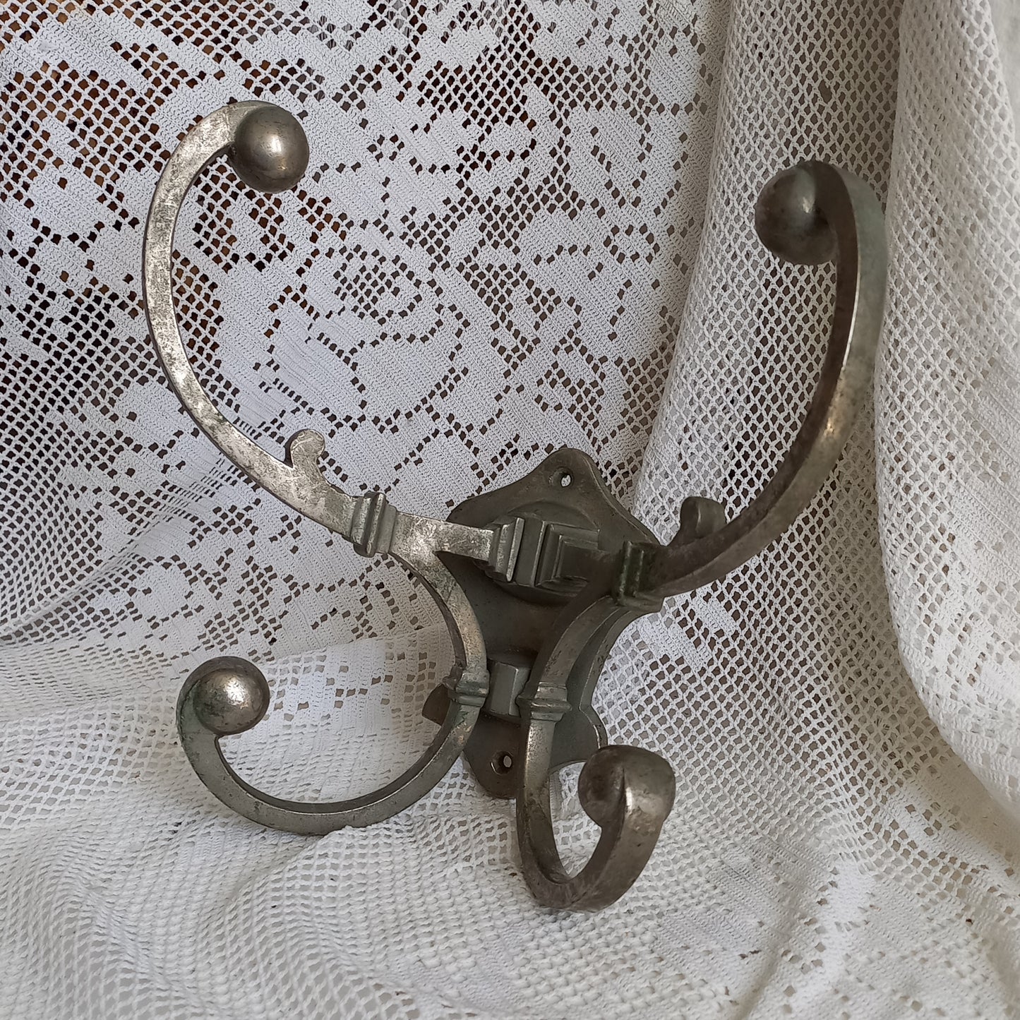 Metal coat and hat hook wall mounted, French antique double coat and hat hook, coat hangers,