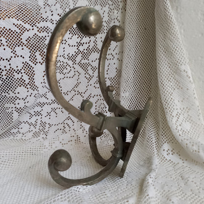 Metal coat and hat hook wall mounted, French antique double coat and hat hook, coat hangers,