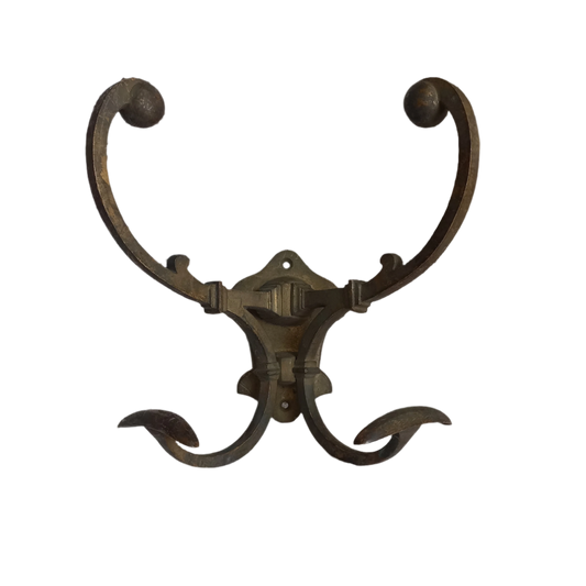 Patère double en métal pour manteau et chapeau, patères anciennes françaises, cintres vintage