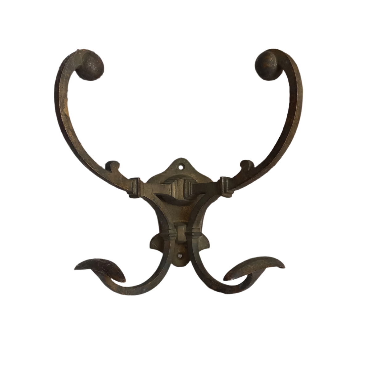 Double metal coat and hat hook, French antique coat hooks, vintage coat hangers