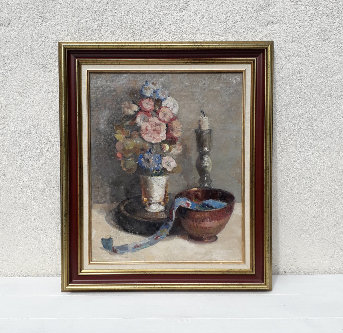 Original large French vintage/antique still life painting on canvas created with confident, thick oil paint and presented within a suitable although more modern frame - a beautiful piece of original art. On the back of the canvas frame someone has written 'Denis Bruneau ou Brunaud', so I assume he's the artist although I cannot see a signature to confirm this. In summary a really beautiful piece of original art bought at a French auction.