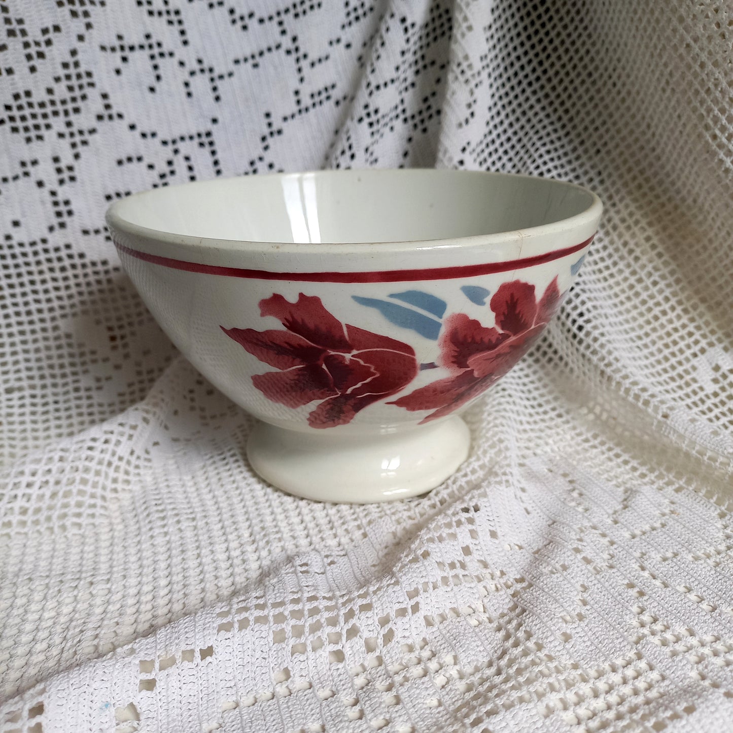 Vintage decorative cafe au lait bowl with floral patterns from France, country kitchen and farmhouse home decor