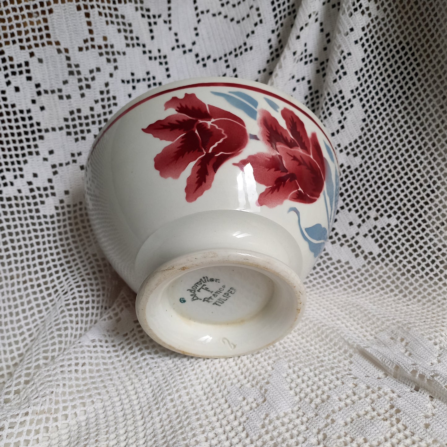 Vintage decorative cafe au lait bowl with floral patterns from France, country kitchen and farmhouse home decor