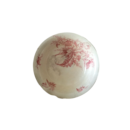 Large ironstone bowl with pink floral pattern, shabby chic wash basin