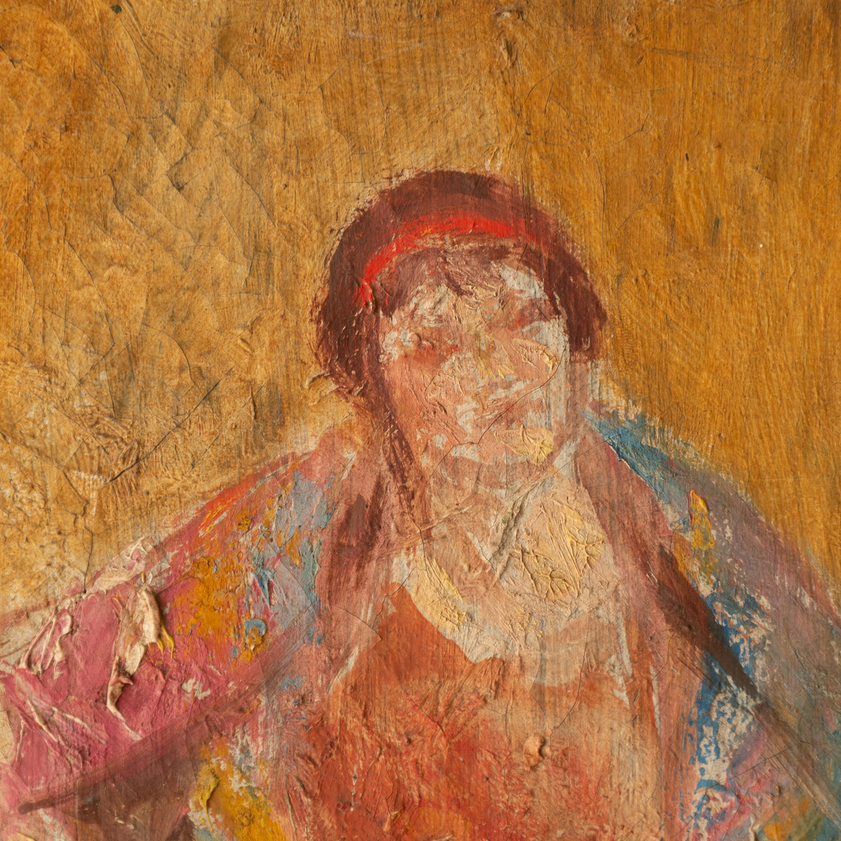 French Vintage Female Figure Oil Study Painting Dated 1926