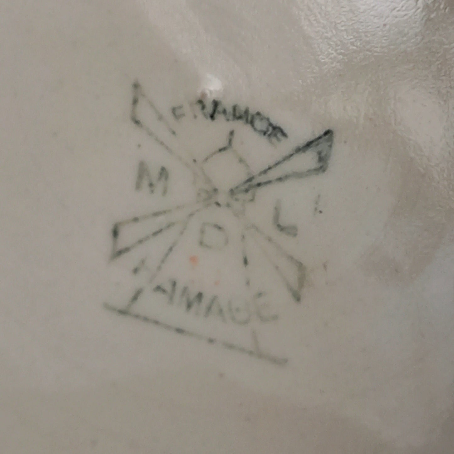 French Vintage Ironstone Chamber Pot with Rose Transferware Pattern