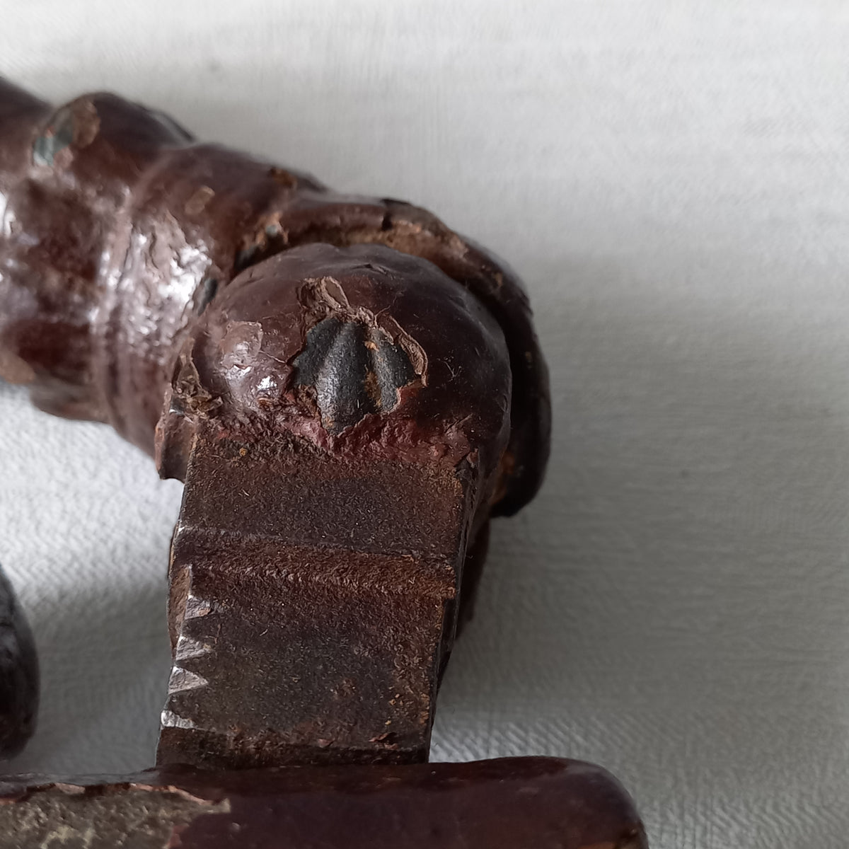 A French decorative antique cast-iron female hand door knocker, an original piece of door decor which is a quality and solid piece with shabby chic finish.