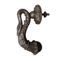A stunning and large antique cast iron decorative door knocker with an elegant swan's neck and head, a very heavy and original antique piece purchased in south west France. 