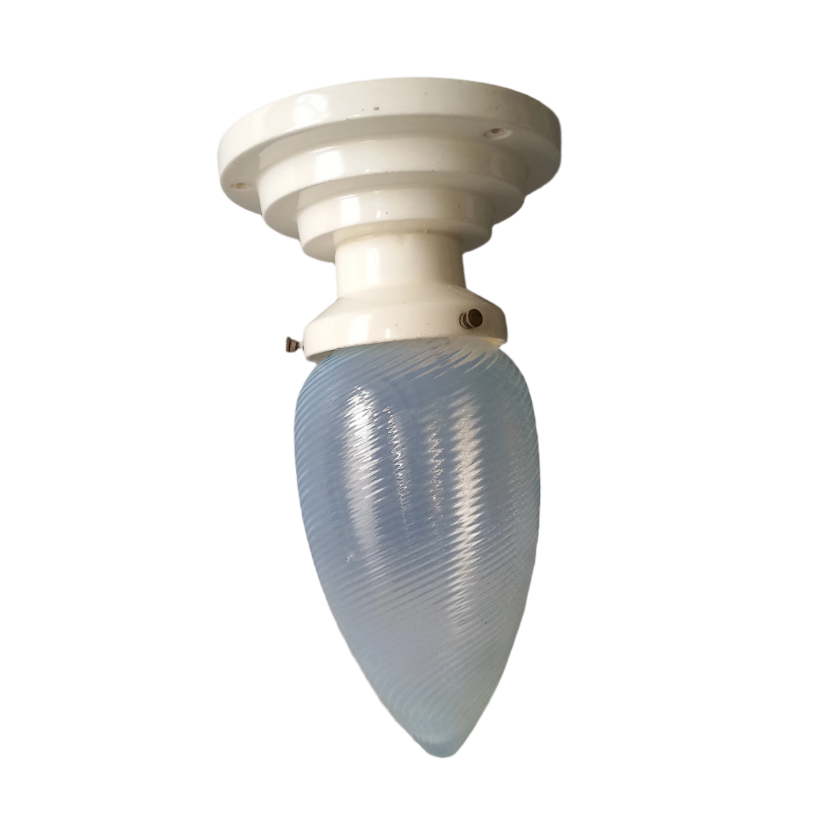 Abat-jour et support de lampe en verre opalin Art déco