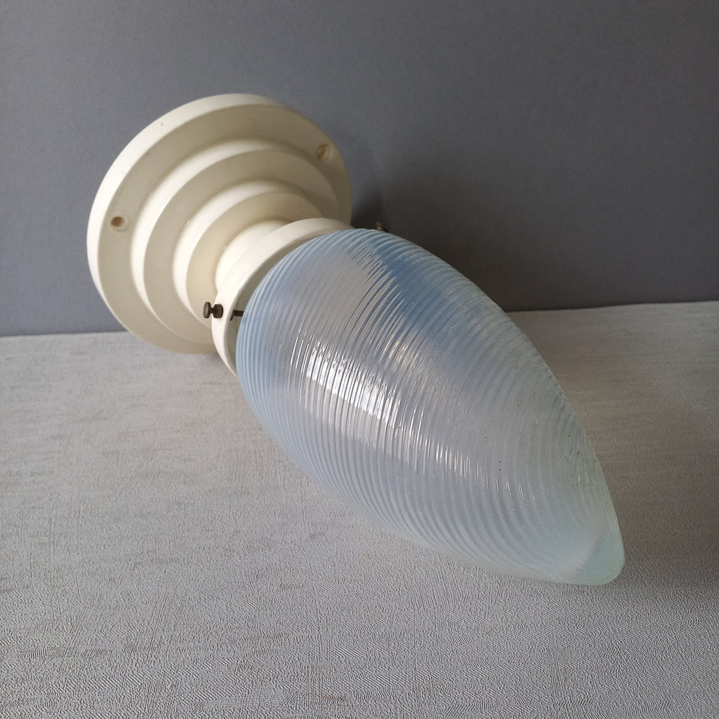 Abat-jour et support de lampe en verre opalin Art déco