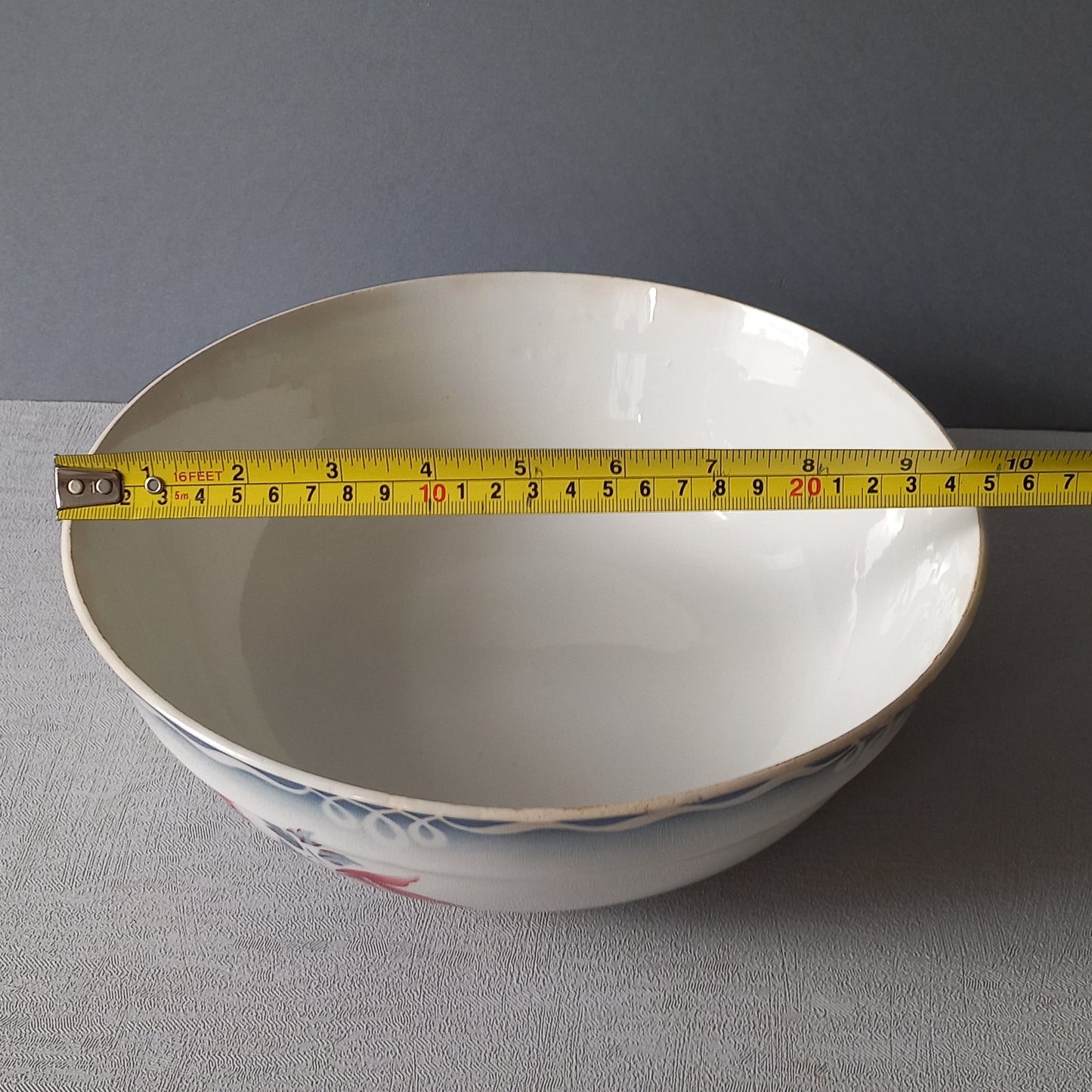 Ironstone fruit bowl with rose pattern by Sarreguemines