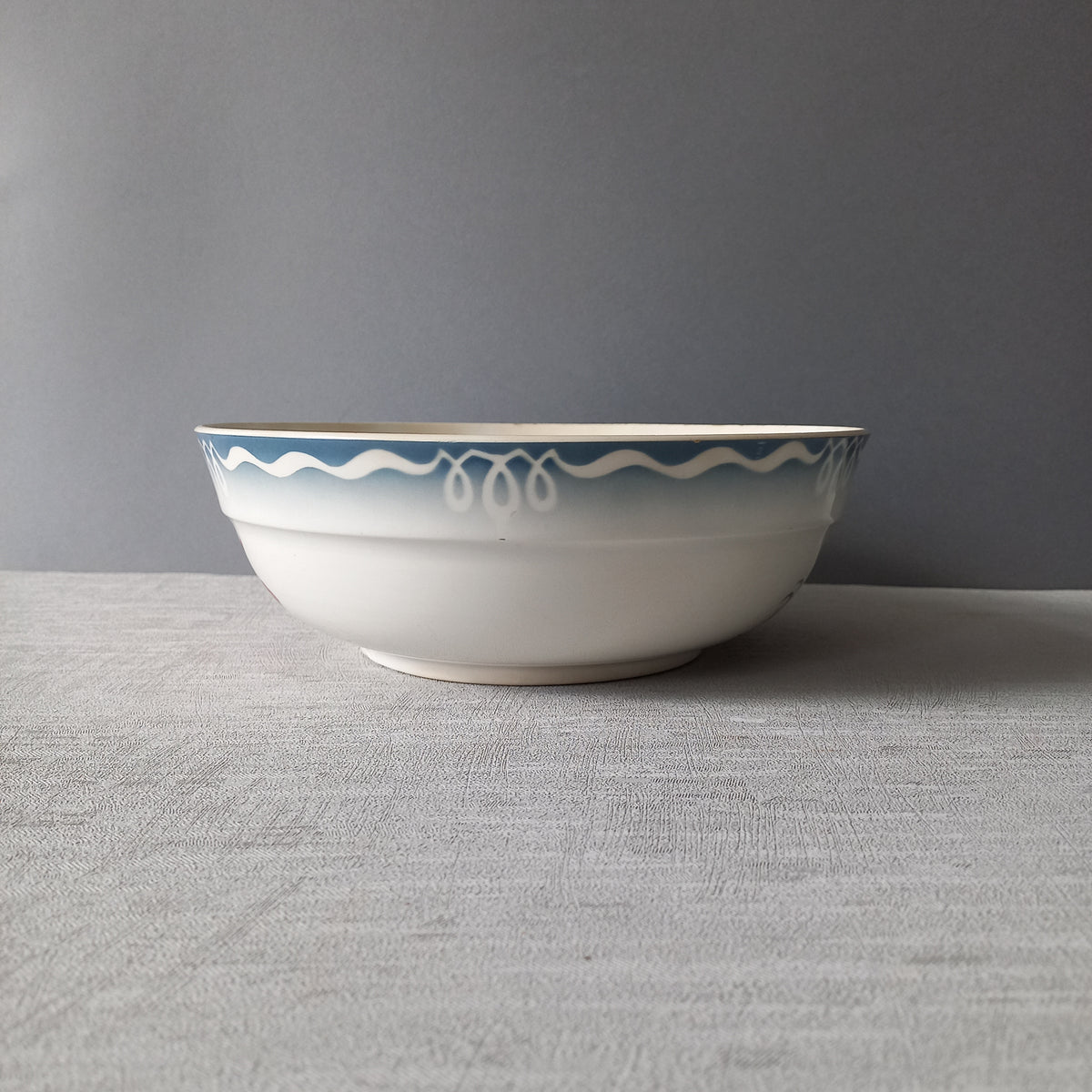 Ironstone fruit bowl with rose pattern by Sarreguemines