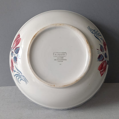 Ironstone fruit bowl with rose pattern by Sarreguemines