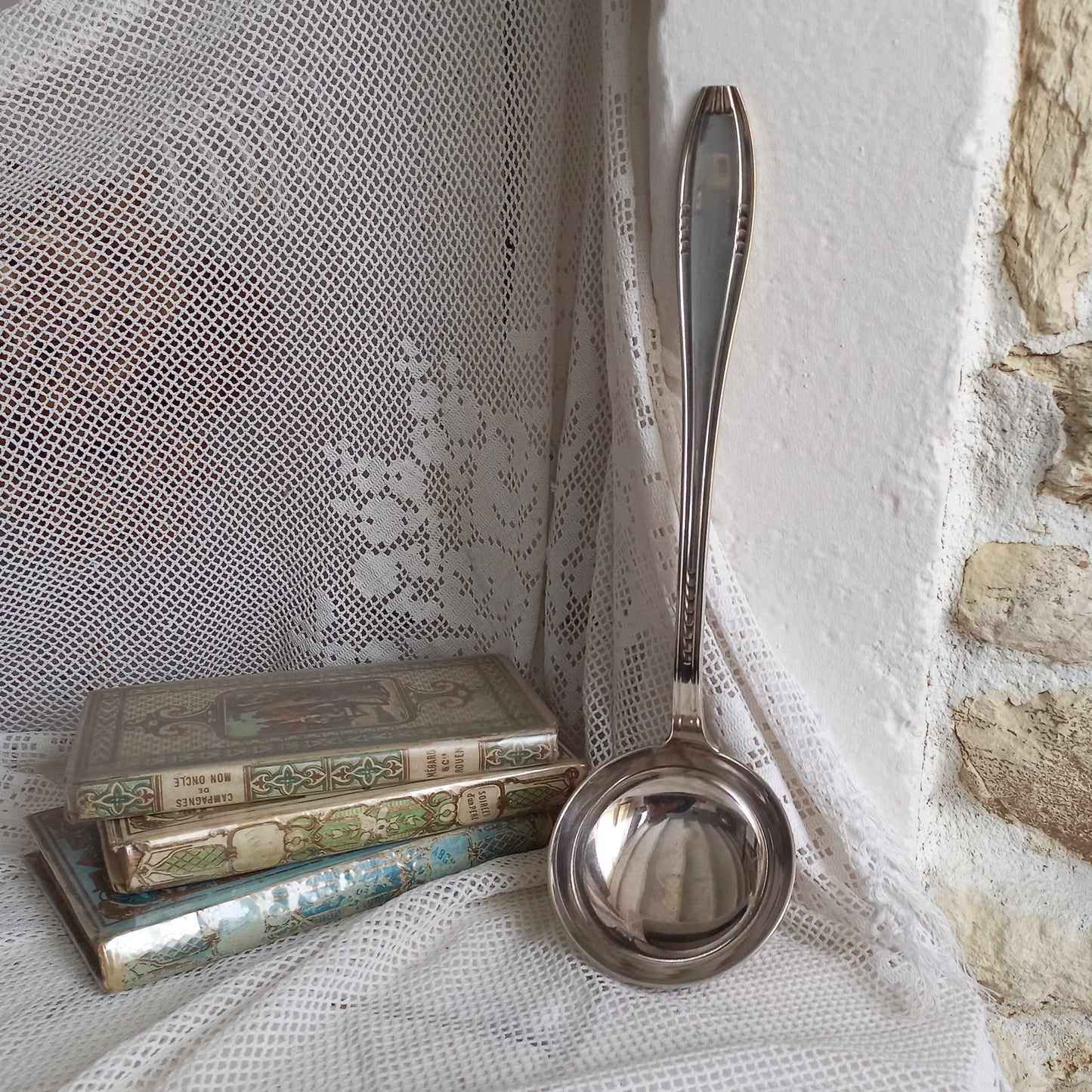 Large vintage or antique silver plated ladle from France, French flatware, dining decor