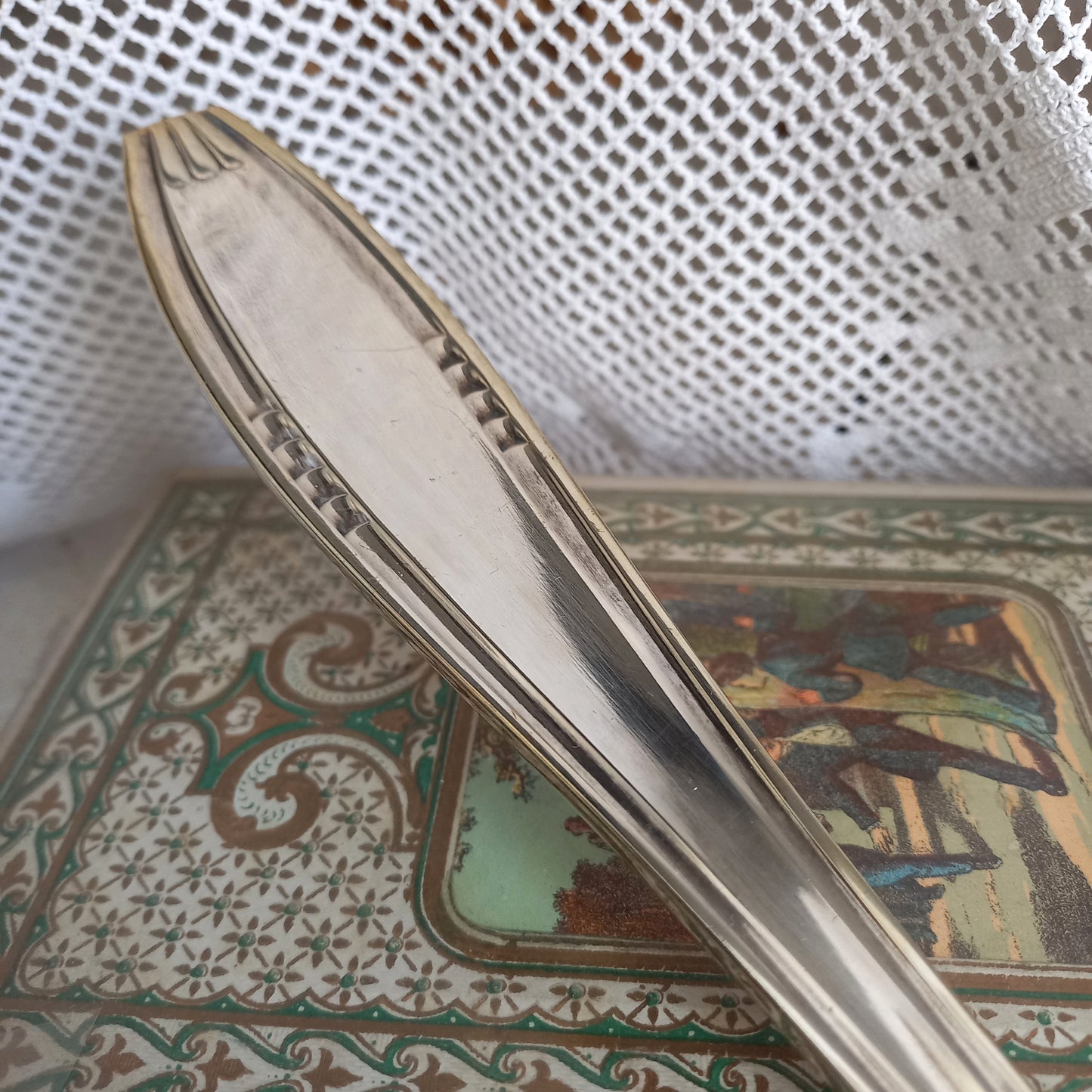 Large vintage or antique silver plated ladle from France, French flatware, dining decor