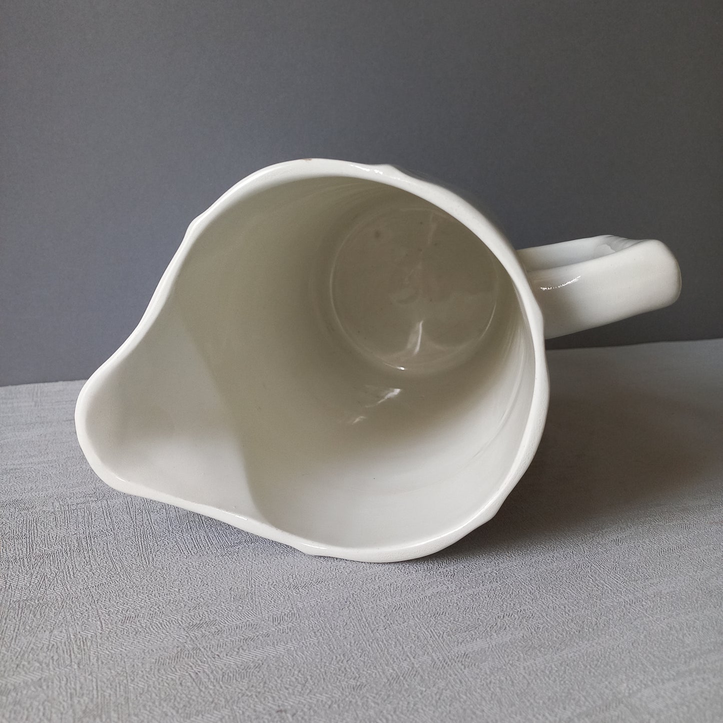 LARGE vintage floral jug or pitcher from France, French ironstone, country home farmhouse decor