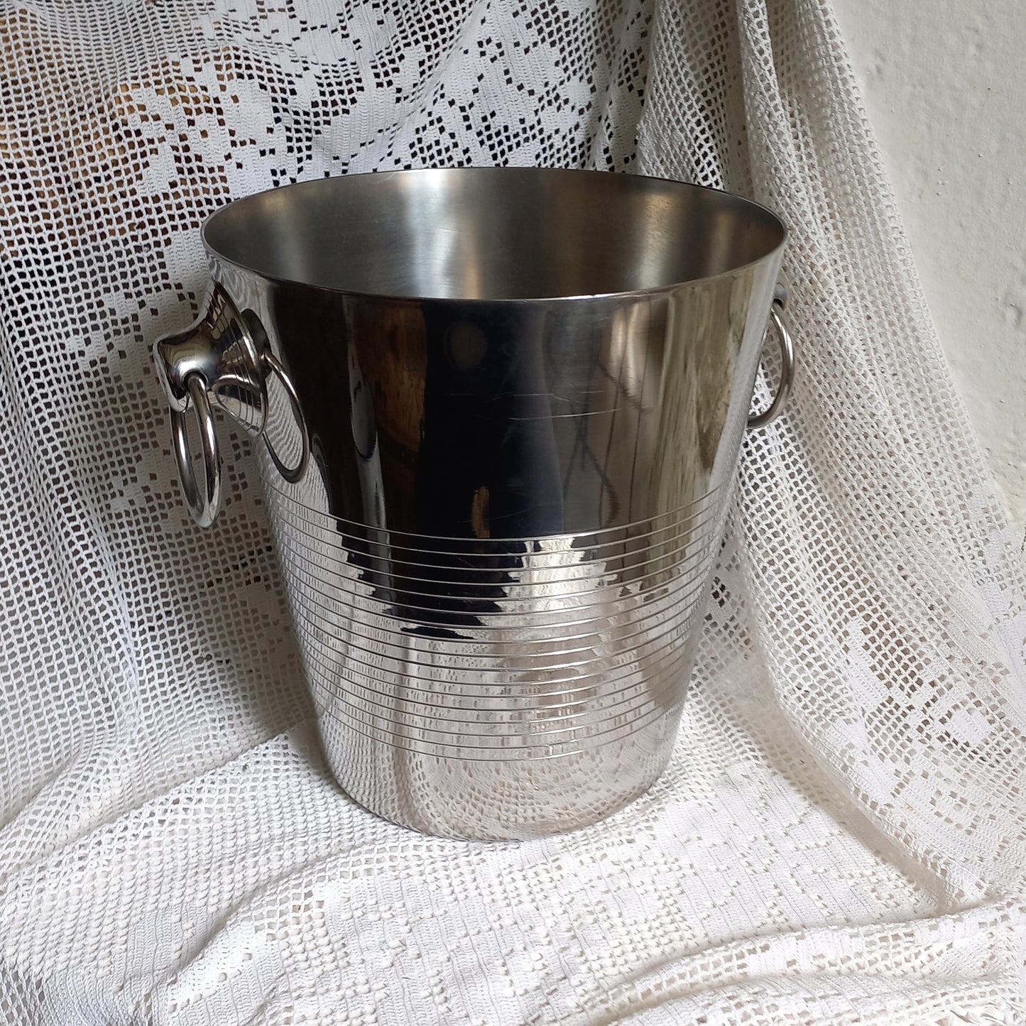 Vintage stainless steel champagne cooler by Letang Remy, ice bucket, bar decor, champagne bucket