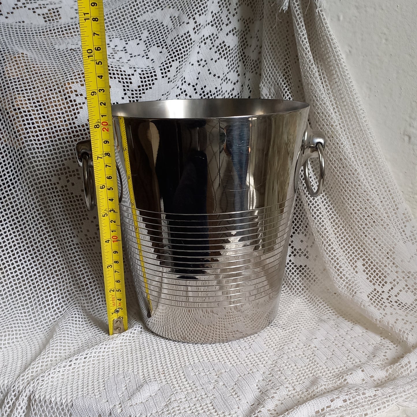 Vintage stainless steel champagne cooler by Letang Remy, ice bucket, bar decor, champagne bucket