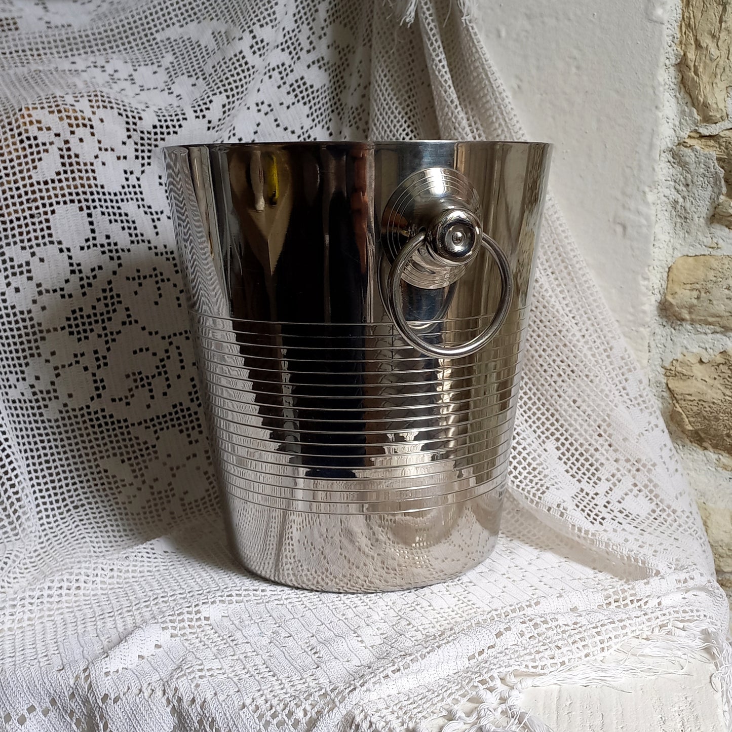 Vintage stainless steel champagne cooler by Letang Remy, ice bucket, bar decor, champagne bucket