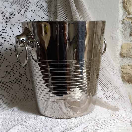 Vintage stainless steel champagne cooler by Letang Remy, ice bucket, bar decor, champagne bucket