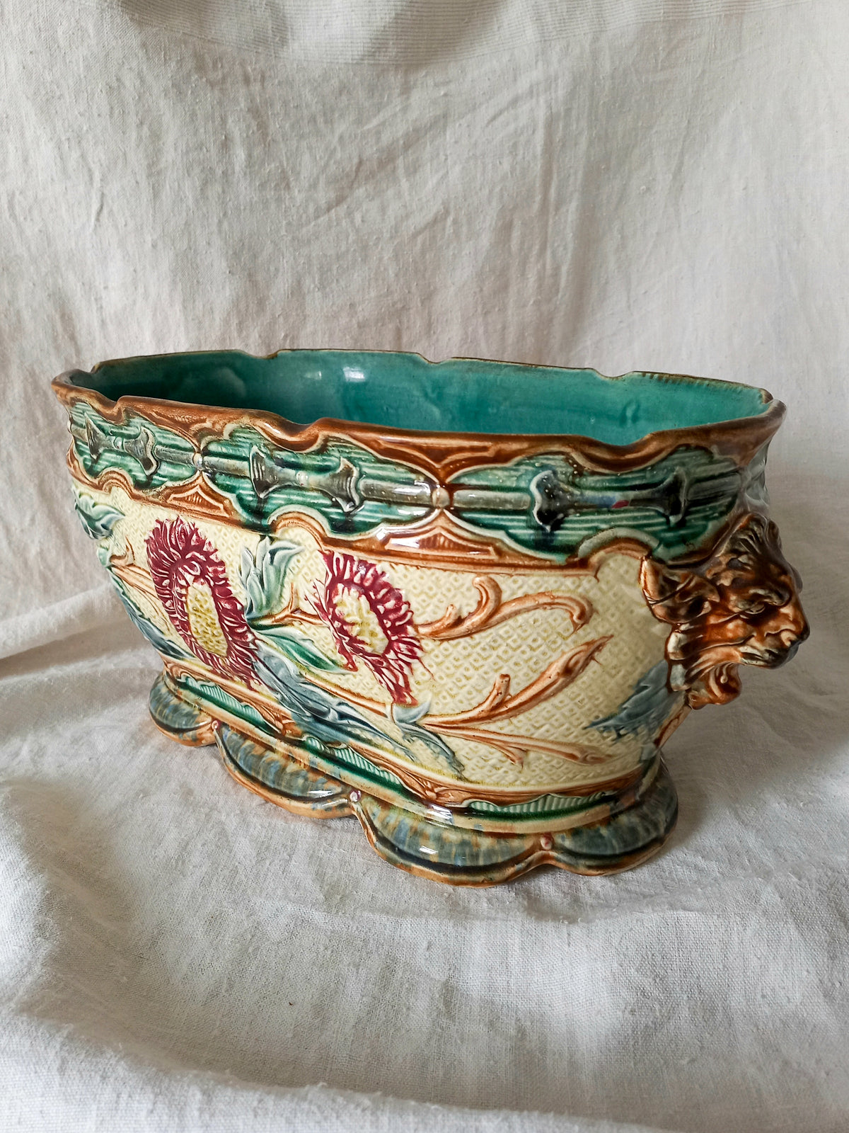 Large Antique Majolica Planter