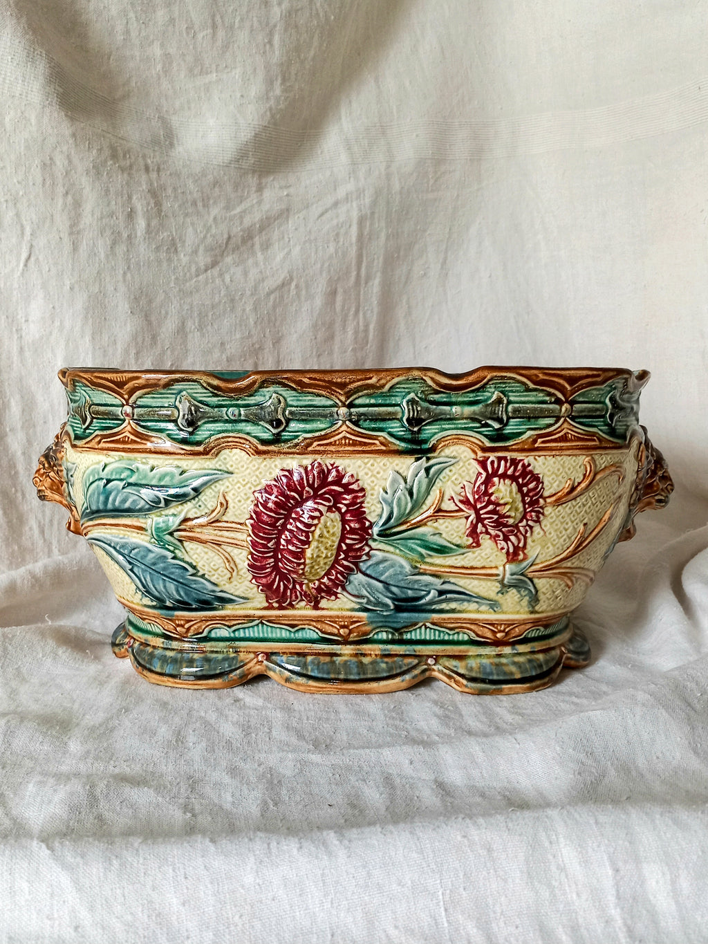  Large Antique Majolica Planter