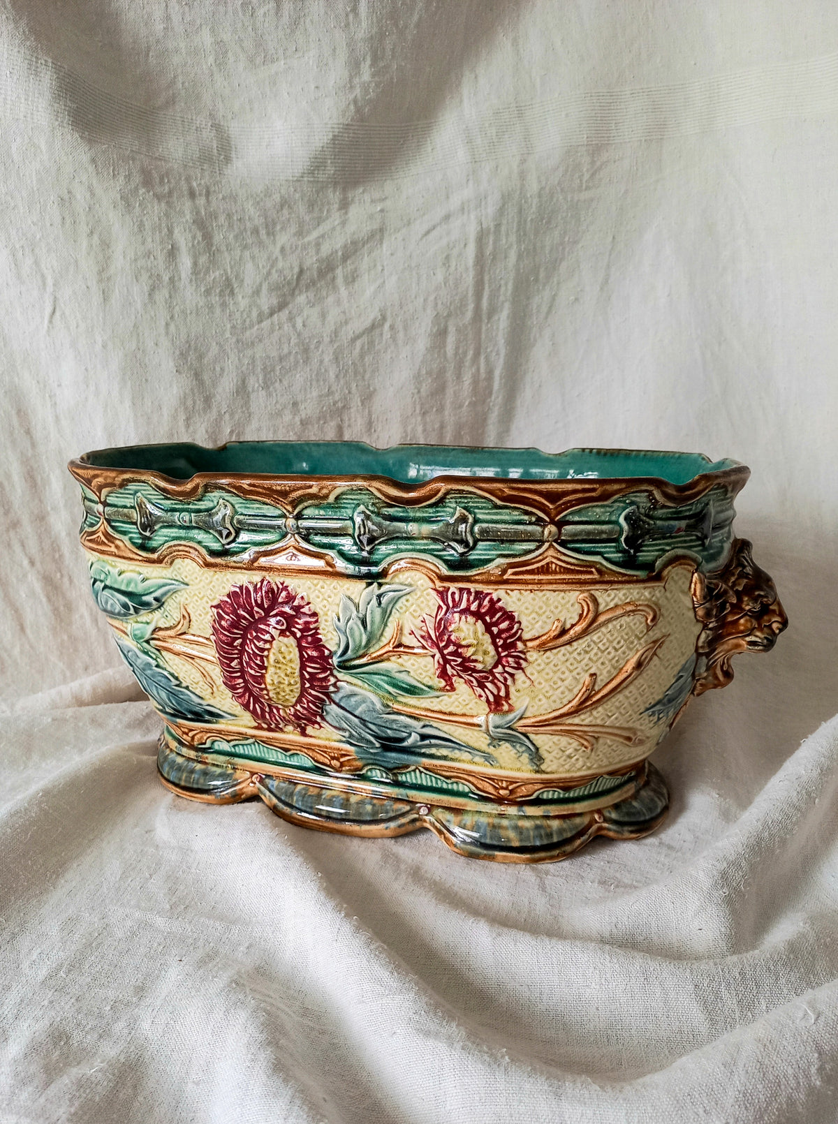 Large Antique Majolica Planter