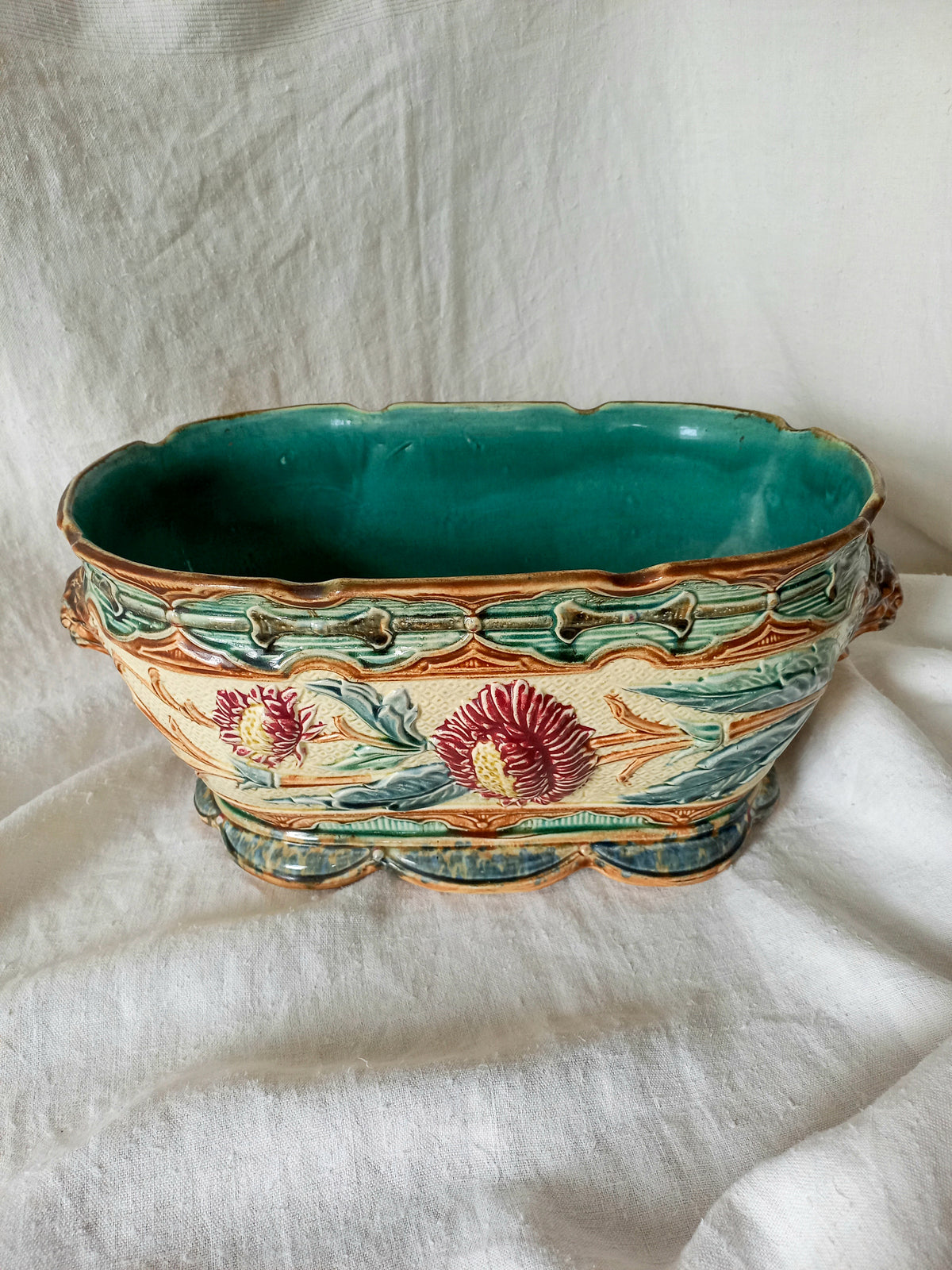 Large Antique Majolica Planter